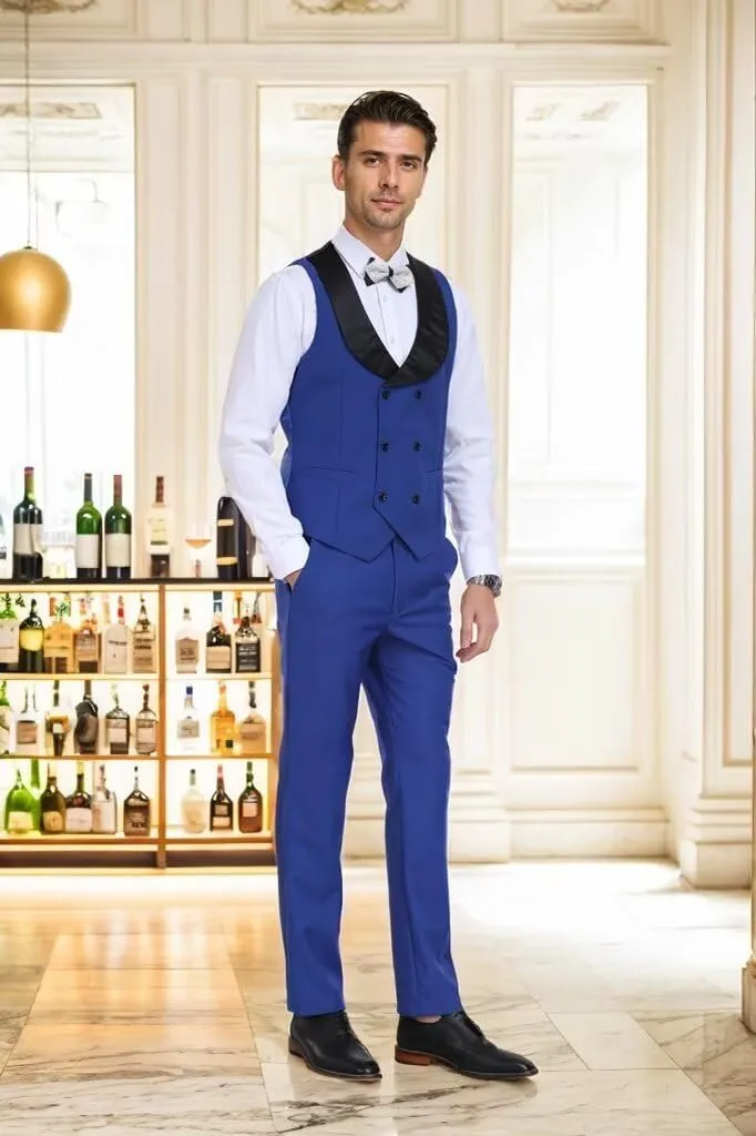 3 Piece Mens Tuxedo Suit Set Slim Fit Men Wedding Prom Party Suits Blazer Pants Shawl Collar Dinner Double Breasted Suit Set