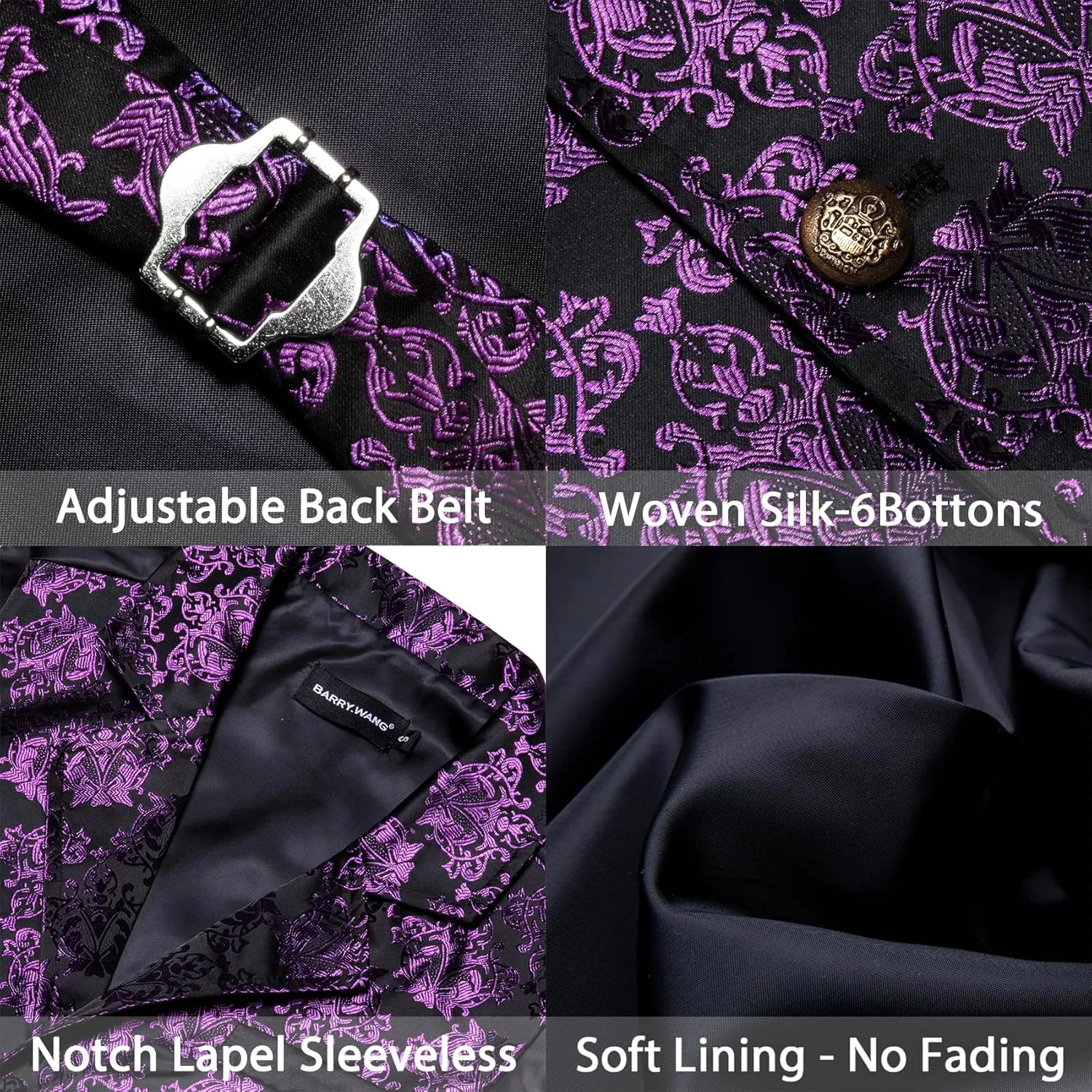 Barry.Wang Mens Paisley Victorian Suit Vest Tailored Collar Formal/Leisure Steampunk Gothic Waistcoat