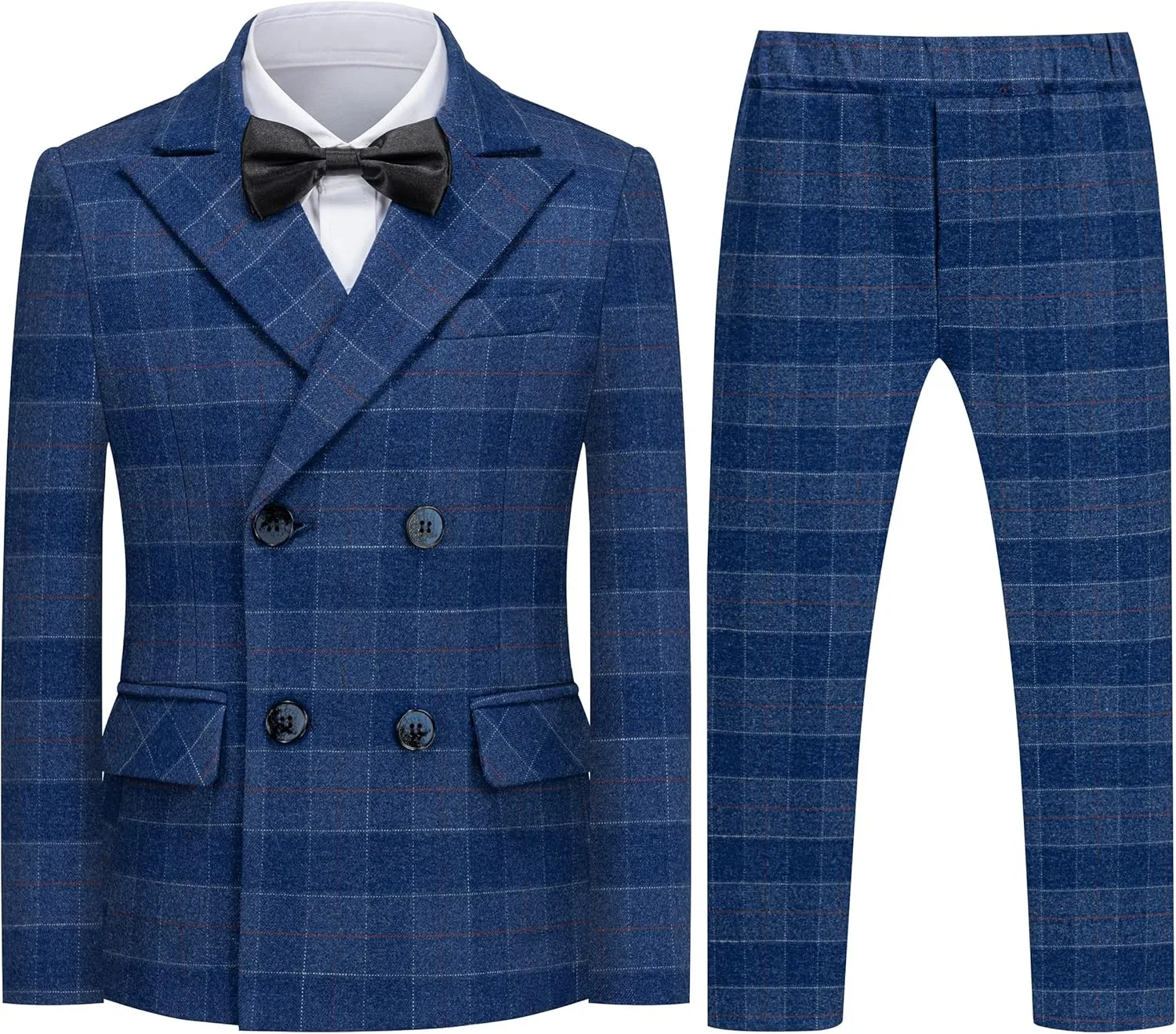 Boys Suit Slim Fit Double Breasted Toddler Formal Tuxedo Suit Set for Wedding Communion Party