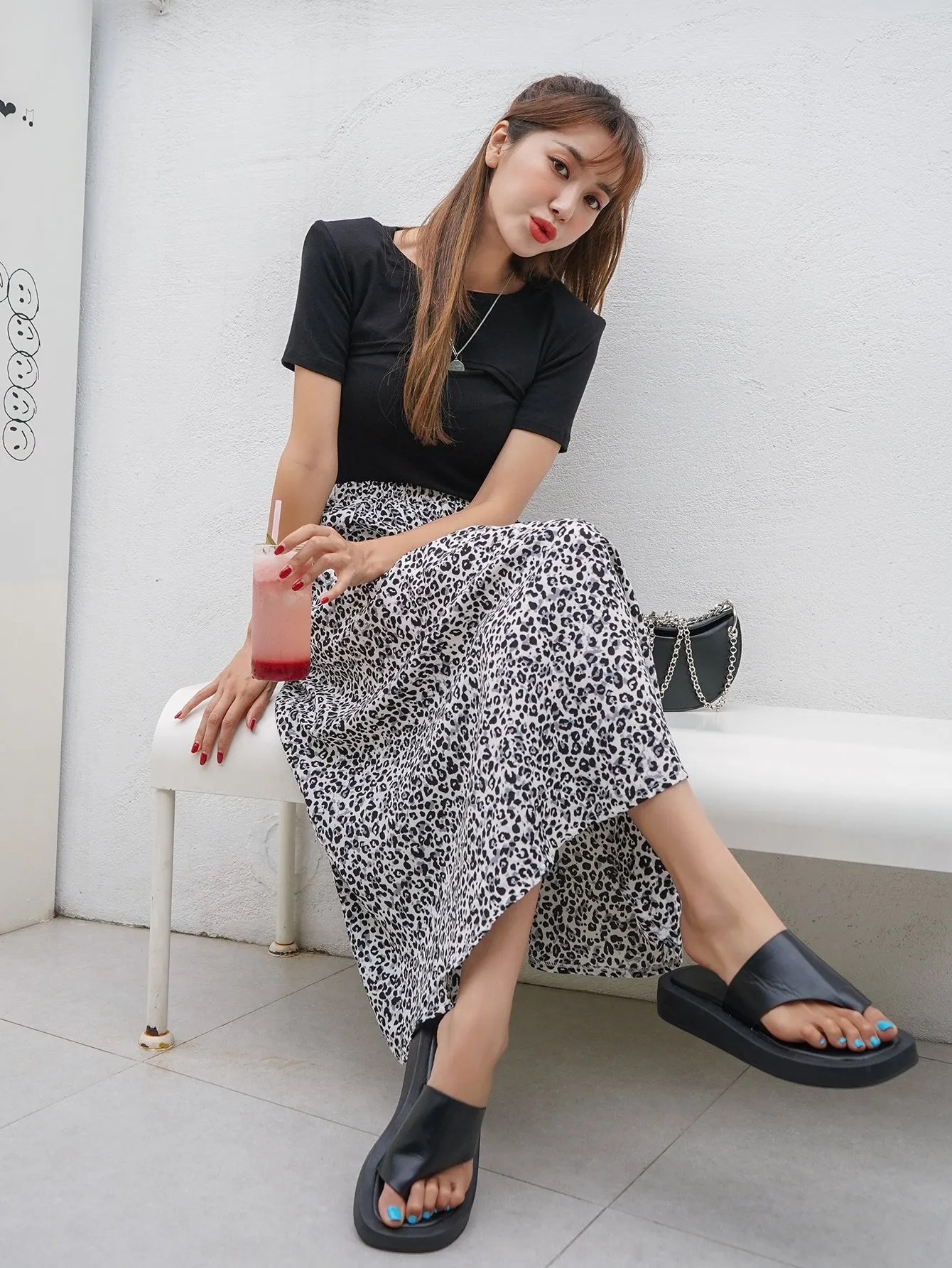 Casual Leopard Natural Long Women Skirt