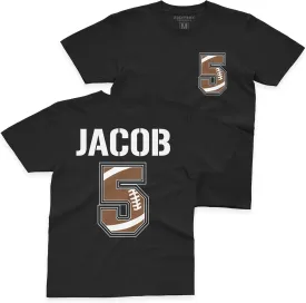 Custom Birthday Shirt for Boys, Football Front & Back Printing, Custom Shirts Matching Family Shirts Gift Black