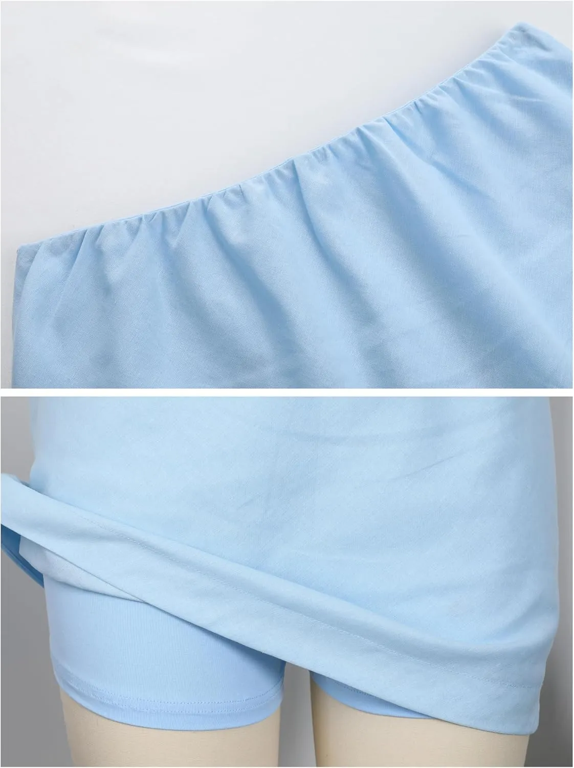 Gozoloma Womens Cotton Linen Skorts Casual Cute A-Line Mini Skirts with Ruffle Inner Waistband
