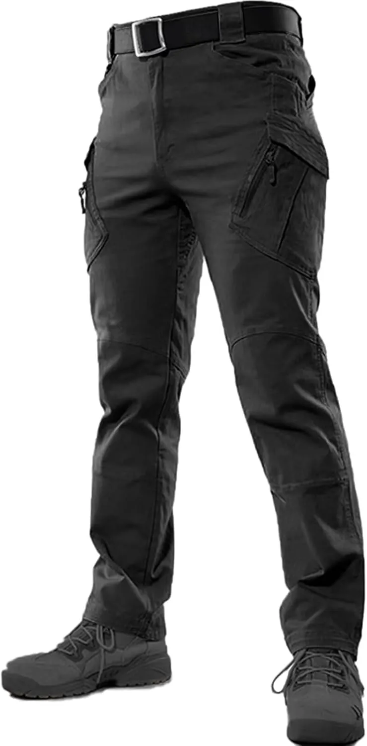 Hiking Pants Men, Water Resistant Cargo Pants, Outdoor Travel Fishing Work Pants with Deep Zipper Pockets