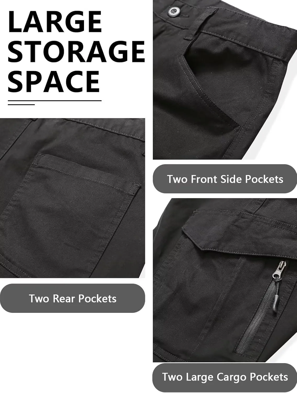 Hiking Pants Men, Water Resistant Cargo Pants, Outdoor Travel Fishing Work Pants with Deep Zipper Pockets