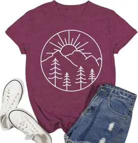 Hiking Shirt for Women Nature Hike Camping T-Shirt Outdoors Adventure Workout Tee Tops