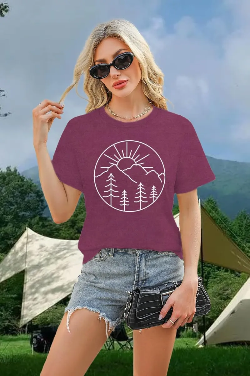 Hiking Shirt for Women Nature Hike Camping T-Shirt Outdoors Adventure Workout Tee Tops