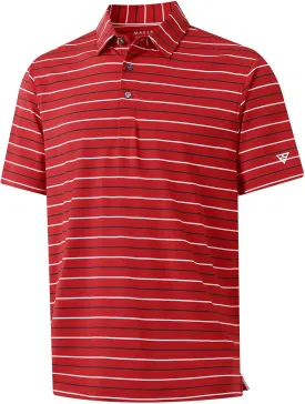 M MAELREG Golf Shirts for Men Short Sleeve Dry Fit Striped Performance Lightweight Moisture Wicking Collared Casual Golf Polo