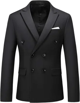 Mens Suit Jacket Double Breasted Blazer Men Slim Fit Casual Prom Wedding Daily Tux Suit Coats Blazer