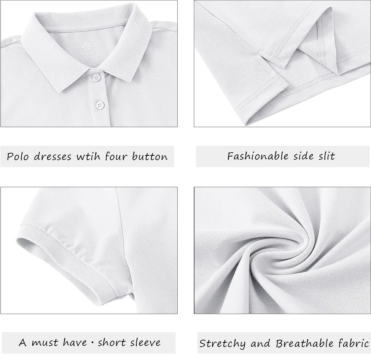 MoFiz Women's Golf Tennis Dress Sports Polo Dress Short Sleeve Quick Dry Casual Workwear Button