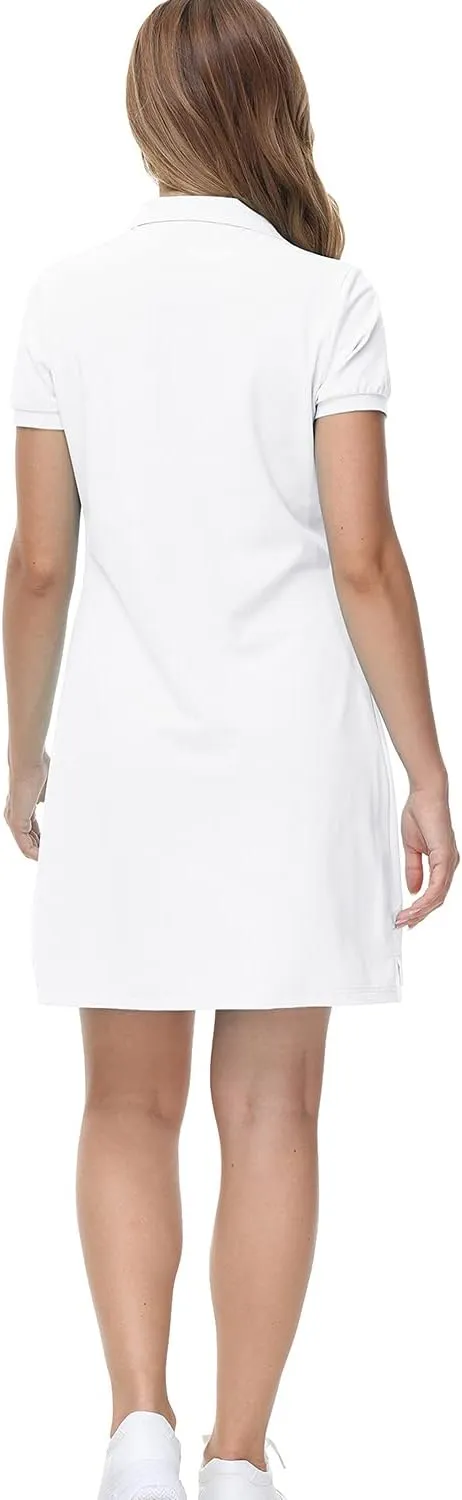MoFiz Women's Golf Tennis Dress Sports Polo Dress Short Sleeve Quick Dry Casual Workwear Button