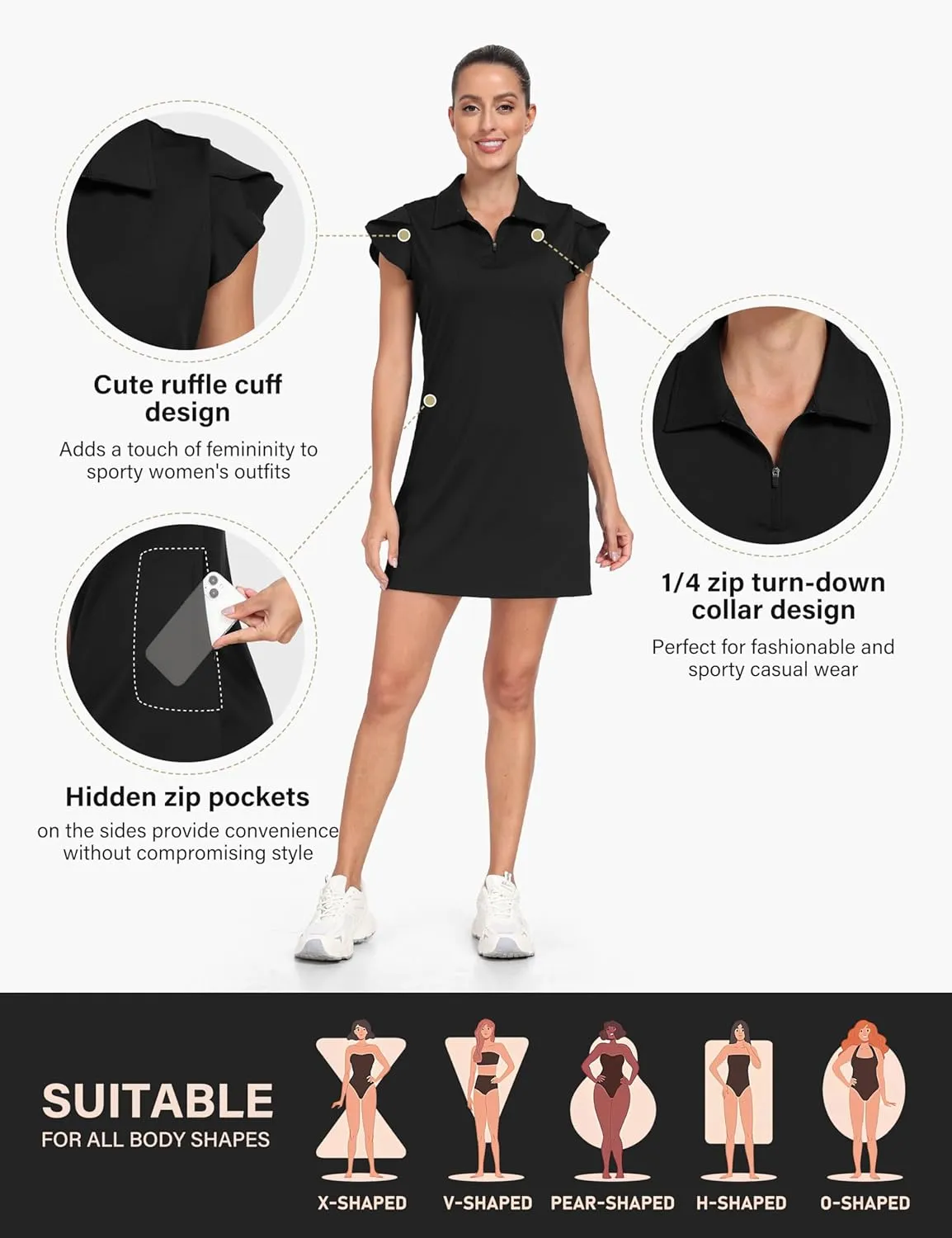 MoFiz Women's Golf Tennis Dress Sports Polo Dress Short Sleeve Quick Dry Casual Workwear Button