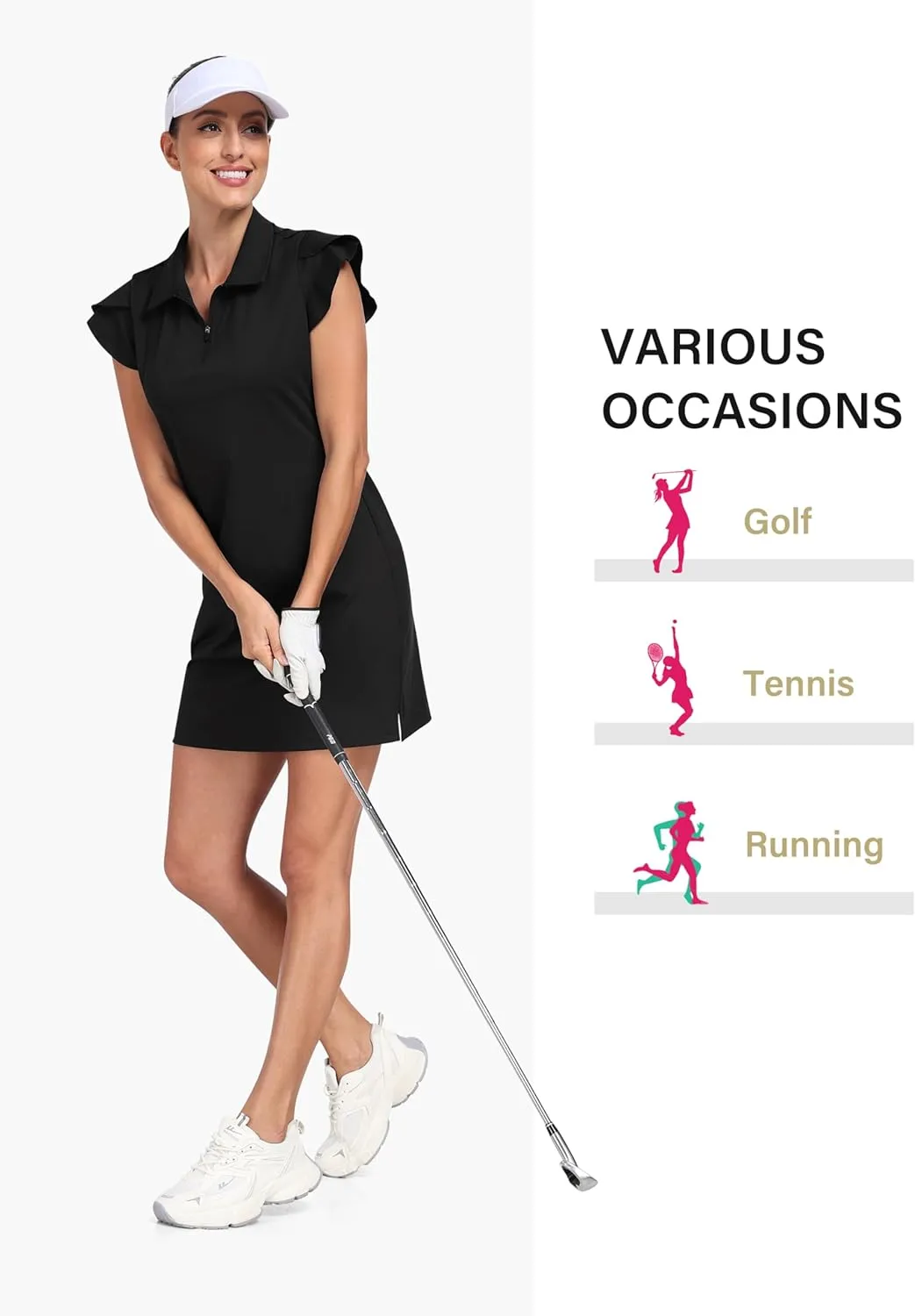 MoFiz Women's Golf Tennis Dress Sports Polo Dress Short Sleeve Quick Dry Casual Workwear Button