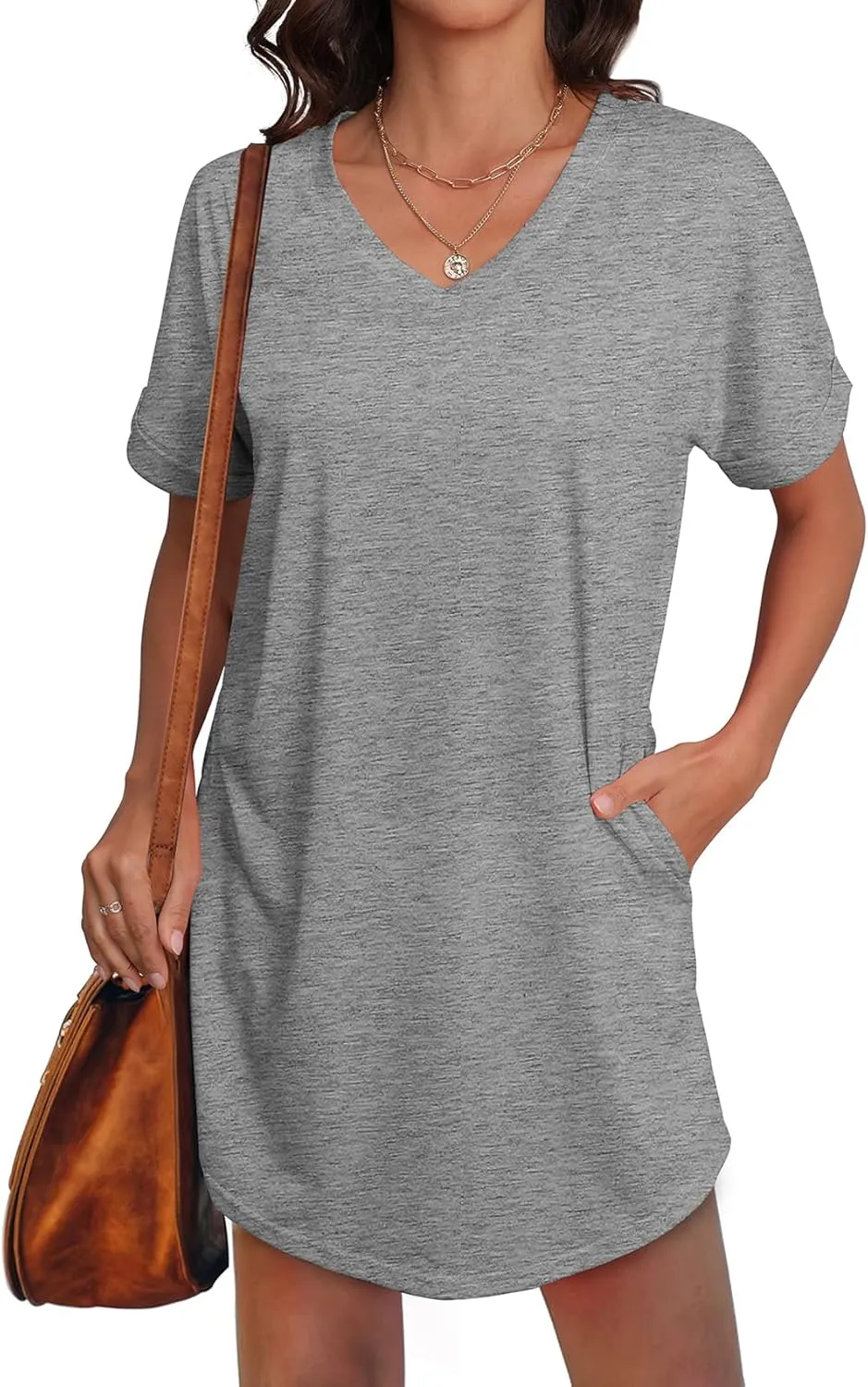 SAMPEEL Summer Dresses for Women Short Sleeve with Pockets T Shirt with Pockets