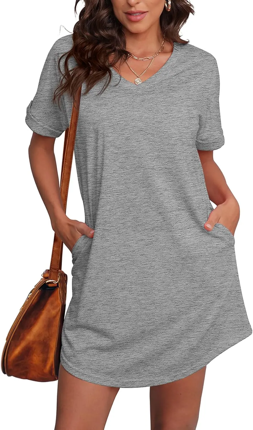 SAMPEEL Summer Dresses for Women Short Sleeve with Pockets T Shirt with Pockets