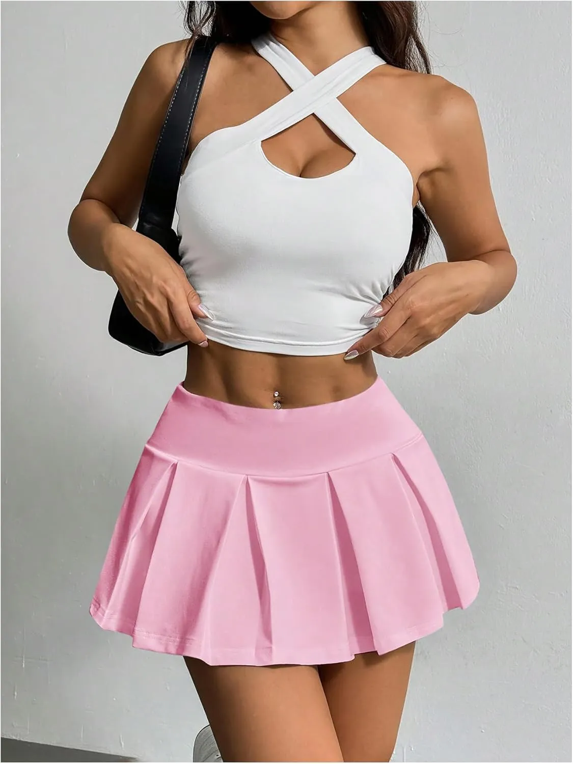 SOLY HUX Women's High Waisted Pleated Mini Skirt A Line Flowy Skirts Skater Tennis Skirts