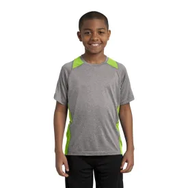 Sport-Tek Youth Vintage Heather/Lime Shock Heather Colorblock Contender Tee