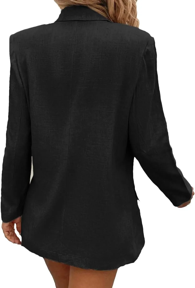 Summer Linen Blazers Jackets for Women Lightweight 2024 Spring Long Sleeves Business Casual Outfits Work Office Blazer Suit