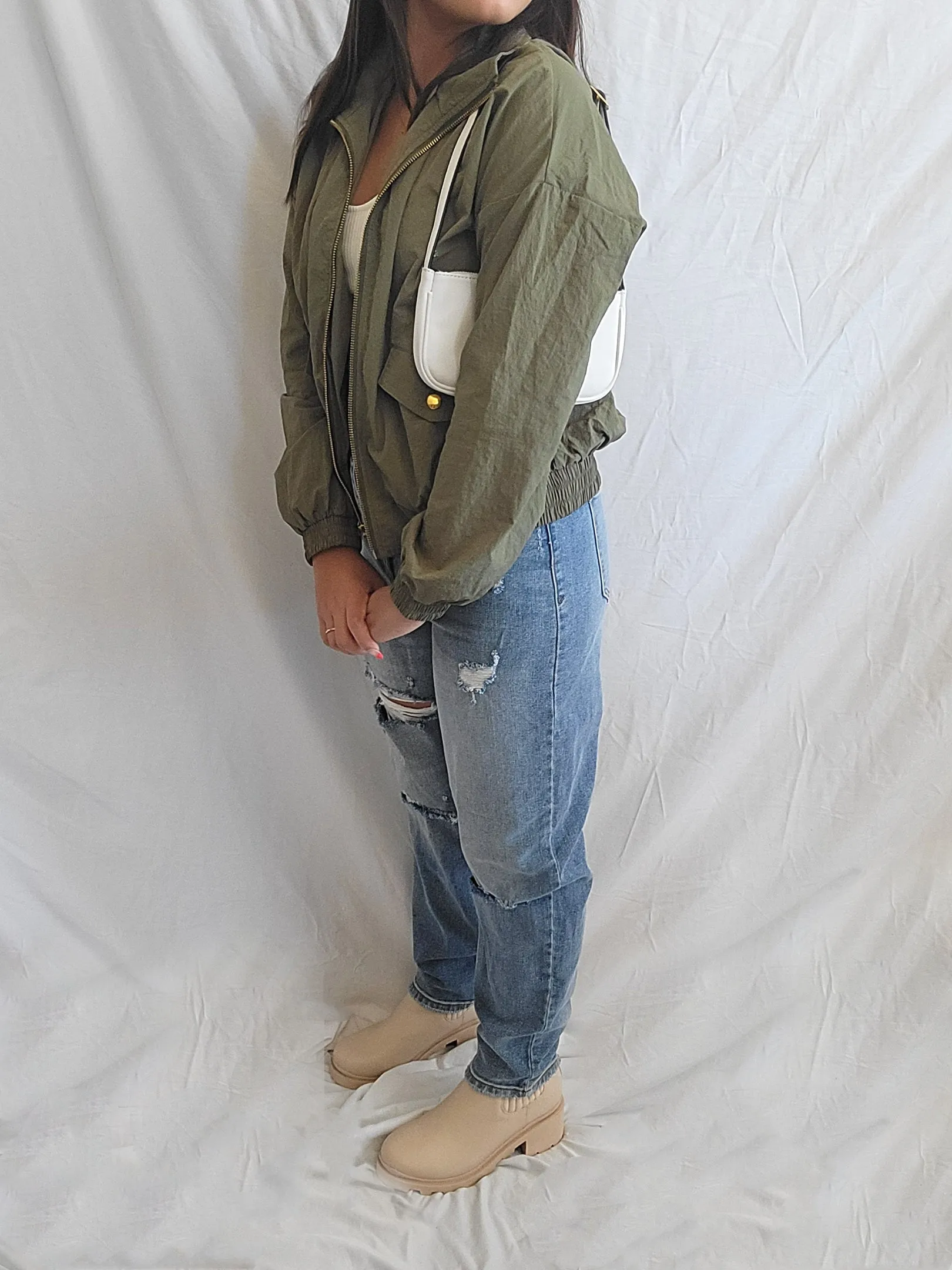 Windbreaker Jacket-Olive