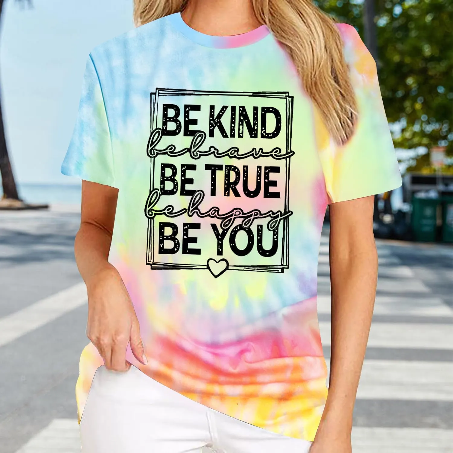 Womens Be Kind Shirts Kindness T-Shirt Be True Be You Be Brave Be Happy Tee Inspirational Gifts Top