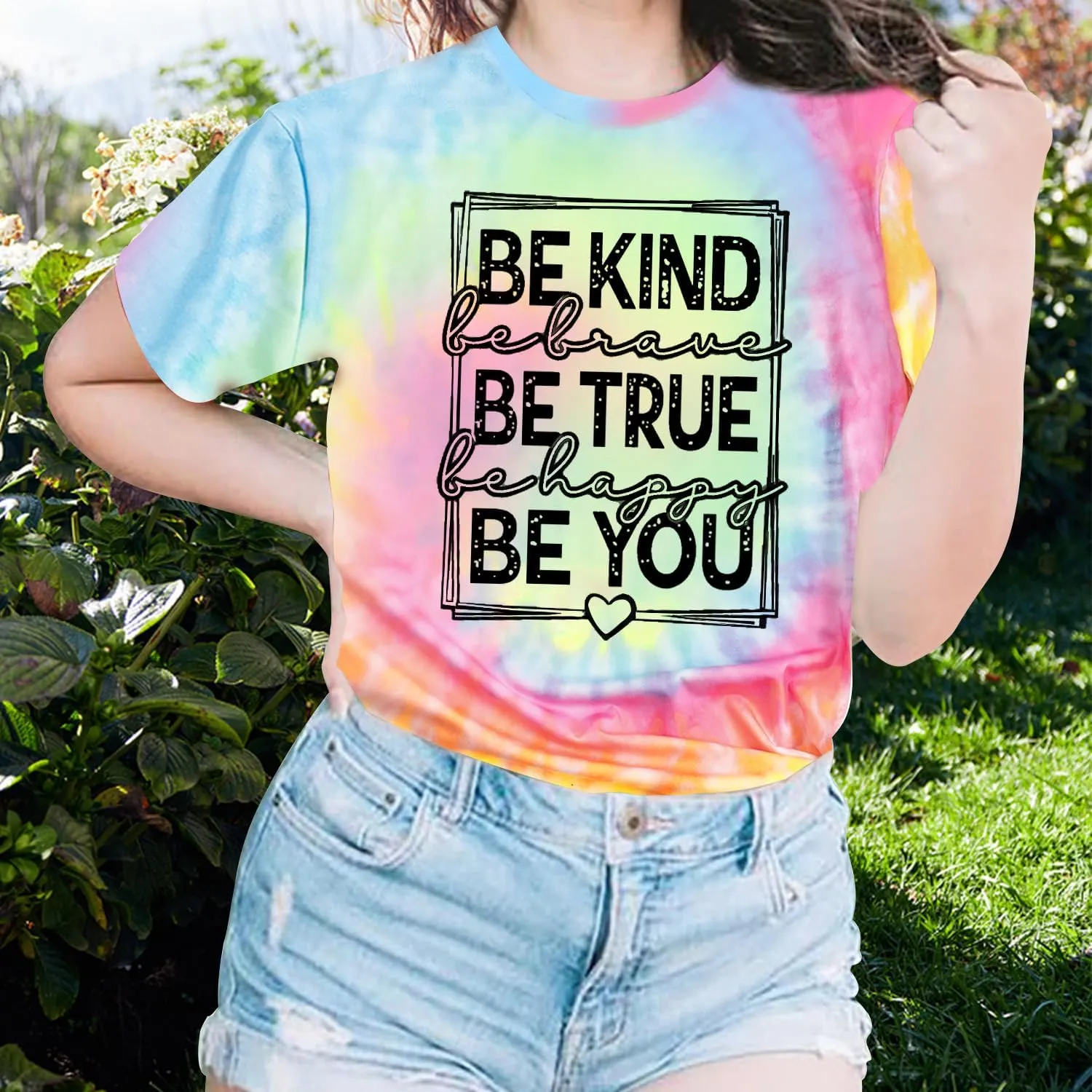 Womens Be Kind Shirts Kindness T-Shirt Be True Be You Be Brave Be Happy Tee Inspirational Gifts Top